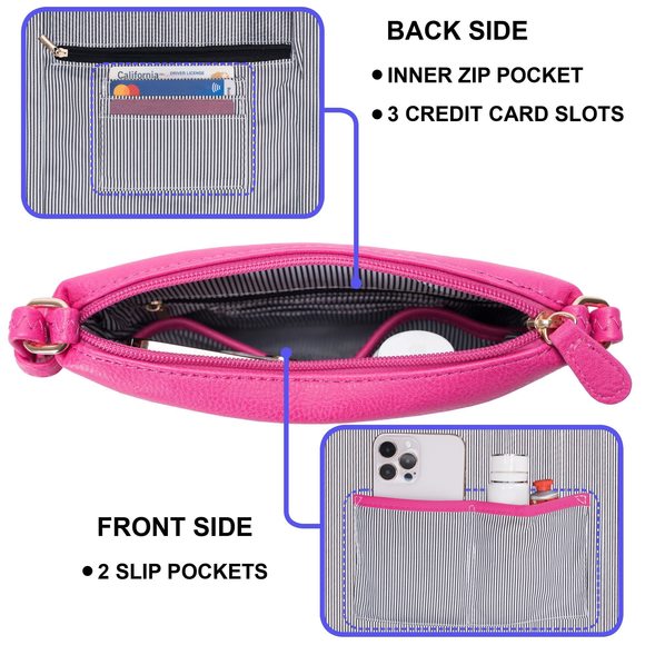Crossbody Bag Functional Multi Pocket Double Zier Purse With Adjustable o_o - Picture 5 of 8